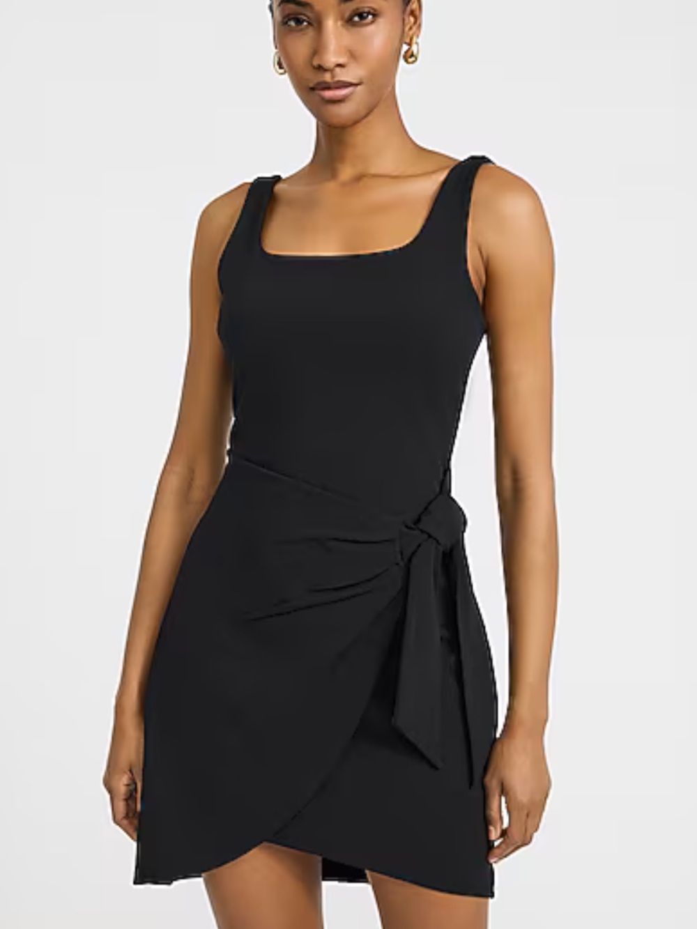 Express Black Sleeveless Tie-Waist Mini Dress